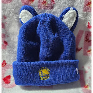 Toddler New Era Golden State Warriors Blue Cozy Cutie Cuffed Knit Beanie Fleece